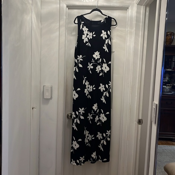 Liz Claiborne maxi dress black with white flowers xl - Picture 2 of 2